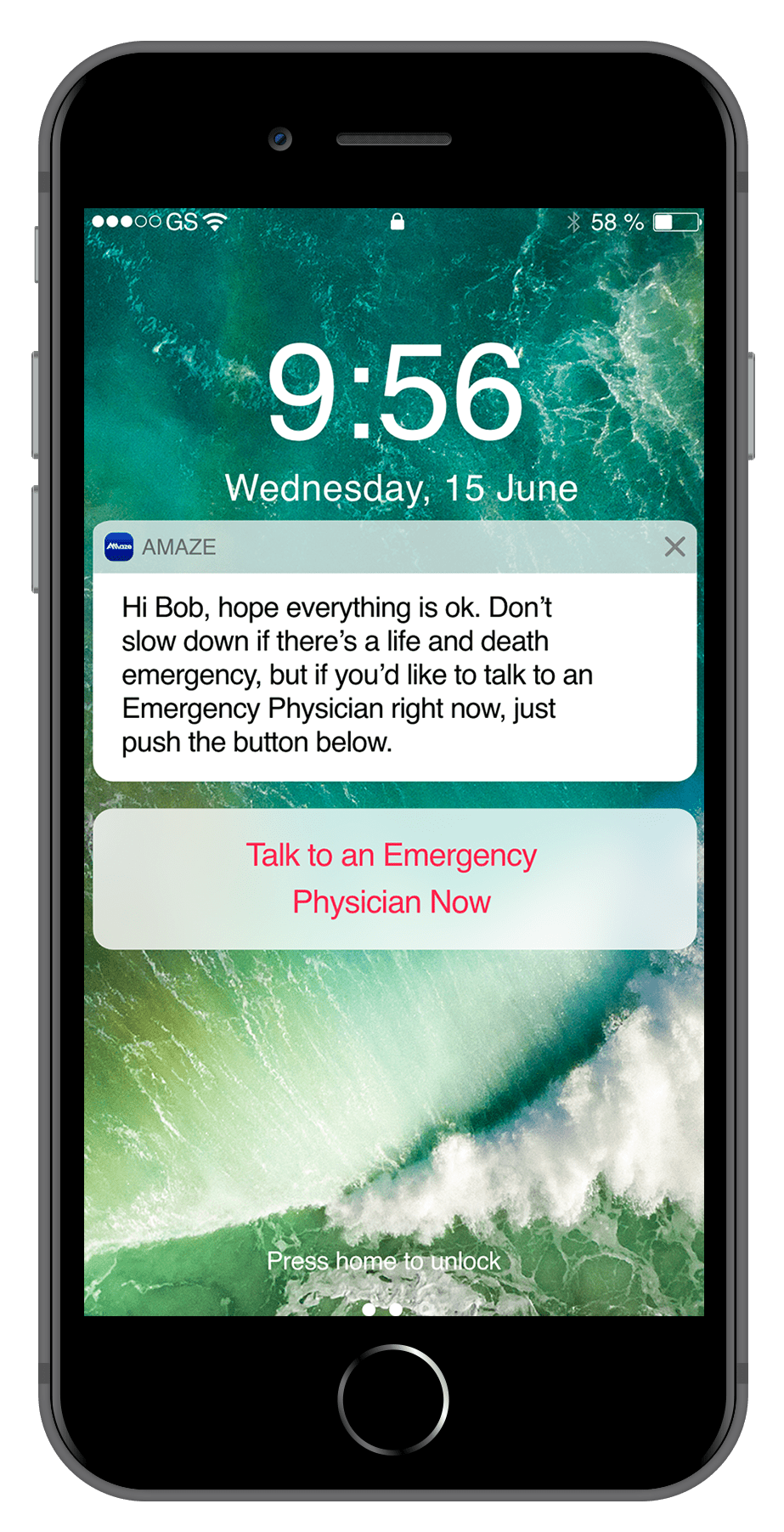 App notification at the ER